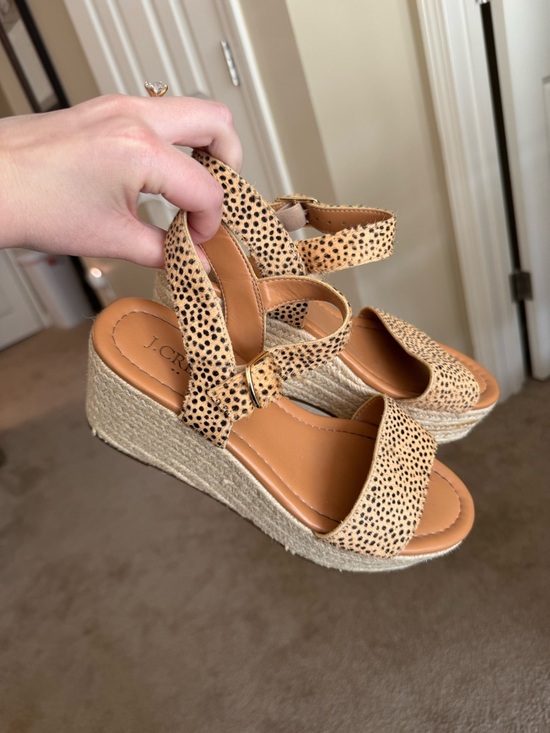 J. Crew Shoes - J. Crew Leopard Print Espadrille Wedge Sandals in Tan